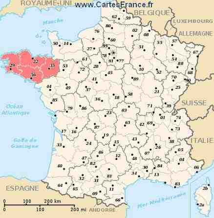 Où se trouve la Bretagne sur une carte de France ?
